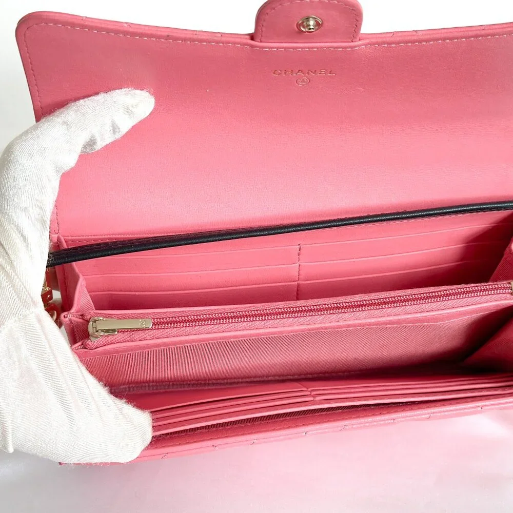 Chanel Classic Flap Wallet Pink Leather - Picture 8 of 16